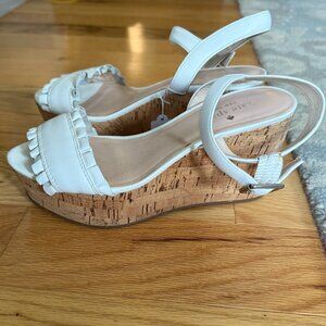 Kate Spade Tomas Ruffle Cork Wedge - Size 6.5 - Very Good Condition